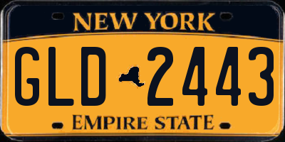 NY license plate GLD2443