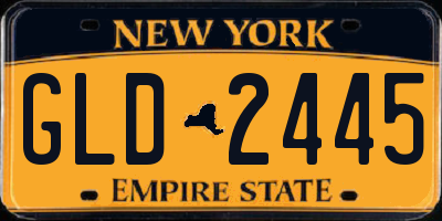 NY license plate GLD2445