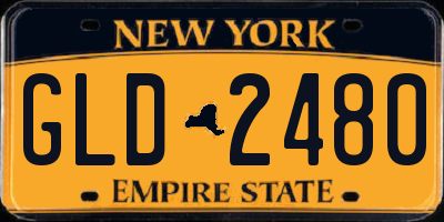 NY license plate GLD2480