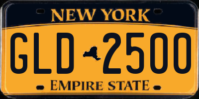 NY license plate GLD2500