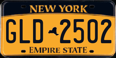 NY license plate GLD2502