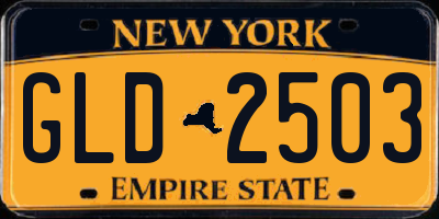 NY license plate GLD2503