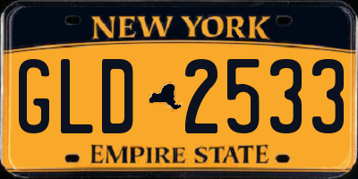 NY license plate GLD2533