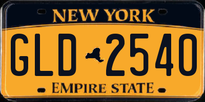 NY license plate GLD2540