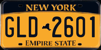 NY license plate GLD2601