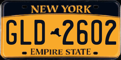 NY license plate GLD2602