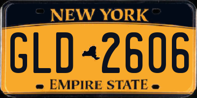 NY license plate GLD2606