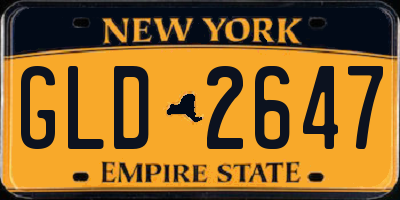 NY license plate GLD2647