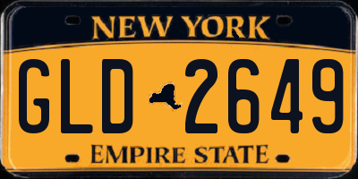 NY license plate GLD2649