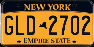 NY license plate GLD2702