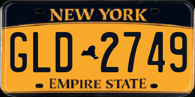 NY license plate GLD2749