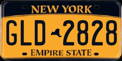 NY license plate GLD2828