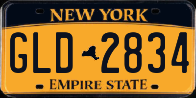 NY license plate GLD2834