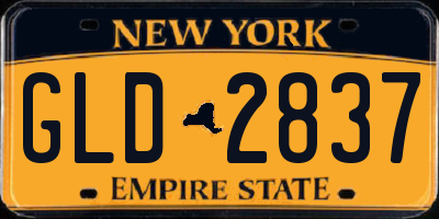 NY license plate GLD2837
