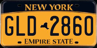 NY license plate GLD2860