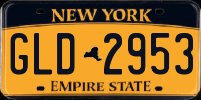 NY license plate GLD2953