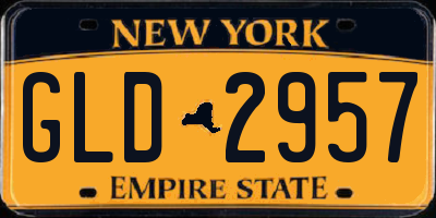 NY license plate GLD2957