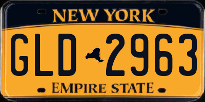 NY license plate GLD2963