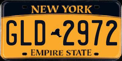 NY license plate GLD2972