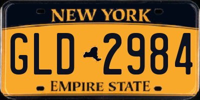 NY license plate GLD2984