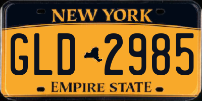 NY license plate GLD2985