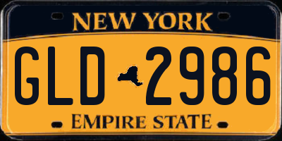NY license plate GLD2986