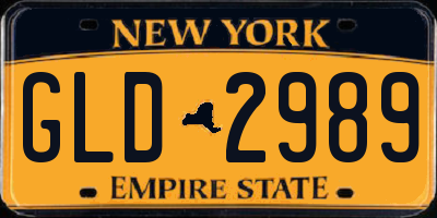 NY license plate GLD2989