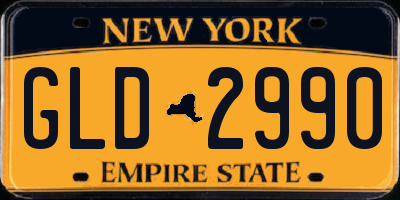 NY license plate GLD2990