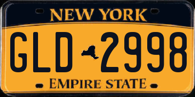NY license plate GLD2998