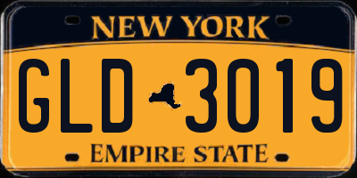 NY license plate GLD3019