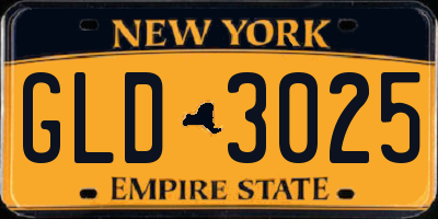 NY license plate GLD3025