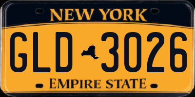 NY license plate GLD3026