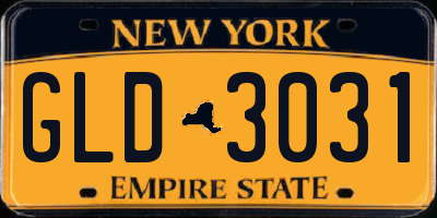 NY license plate GLD3031