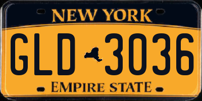 NY license plate GLD3036