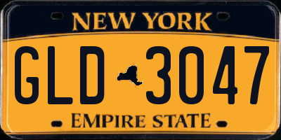 NY license plate GLD3047