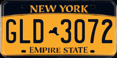 NY license plate GLD3072
