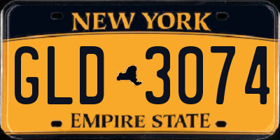 NY license plate GLD3074