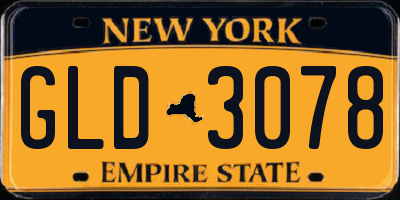 NY license plate GLD3078