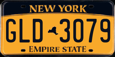 NY license plate GLD3079