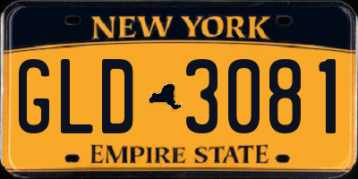 NY license plate GLD3081