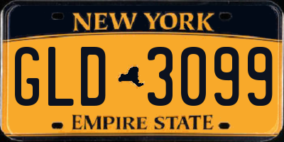 NY license plate GLD3099