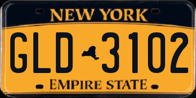 NY license plate GLD3102