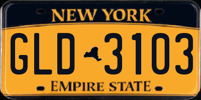 NY license plate GLD3103