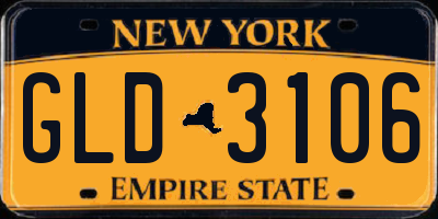 NY license plate GLD3106