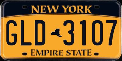 NY license plate GLD3107