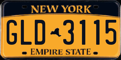 NY license plate GLD3115