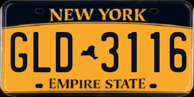 NY license plate GLD3116