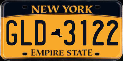 NY license plate GLD3122