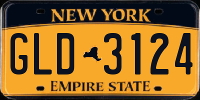 NY license plate GLD3124