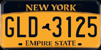 NY license plate GLD3125